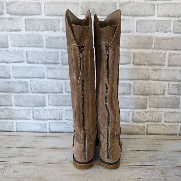 Franco Sarto Caydee Tan Suede Leather Wide Calf Tall Boots sz 6 Classic - Picture 4 of 8